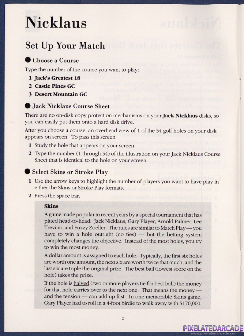 Jack Nicklaus' Greatest 18 Holes of Major Championship Golf: Instruction Manual - Page 2