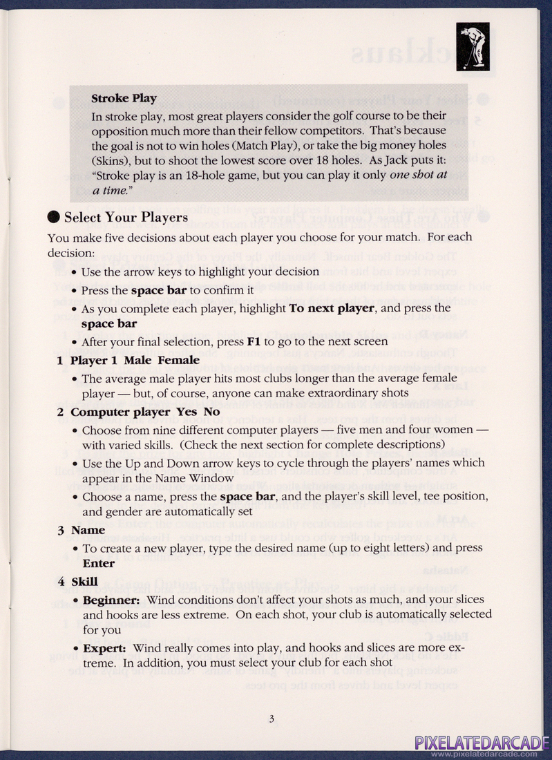 Jack Nicklaus' Greatest 18 Holes of Major Championship Golf: Instruction Manual - Page 3