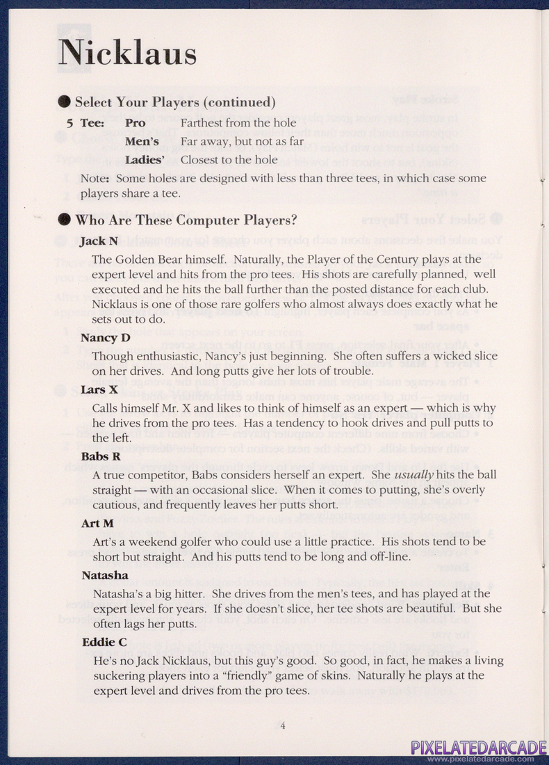 Jack Nicklaus' Greatest 18 Holes of Major Championship Golf: Instruction Manual - Page 4