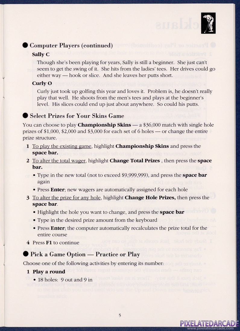 Jack Nicklaus' Greatest 18 Holes of Major Championship Golf: Instruction Manual - Page 5