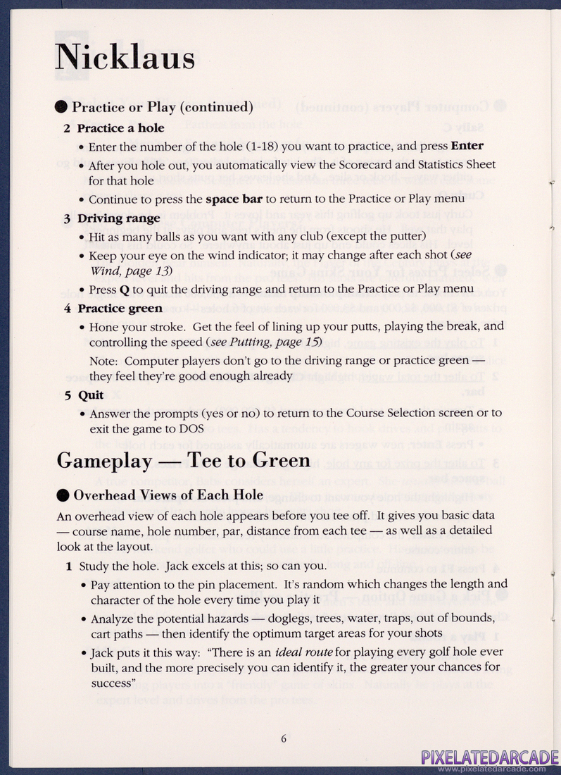Jack Nicklaus' Greatest 18 Holes of Major Championship Golf: Instruction Manual - Page 6