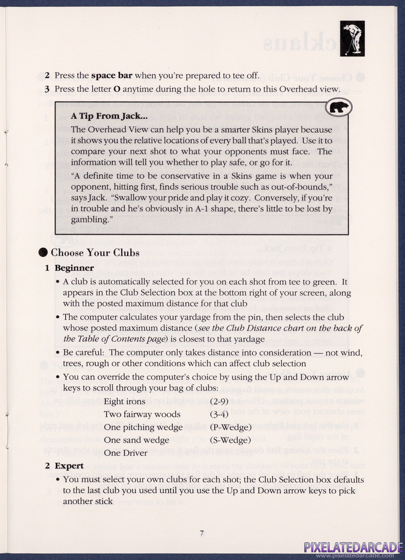 Jack Nicklaus' Greatest 18 Holes of Major Championship Golf: Instruction Manual - Page 7