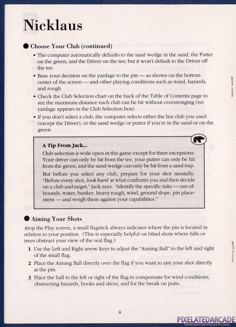 Jack Nicklaus' Greatest 18 Holes of Major Championship Golf: Instruction Manual - Page 8
