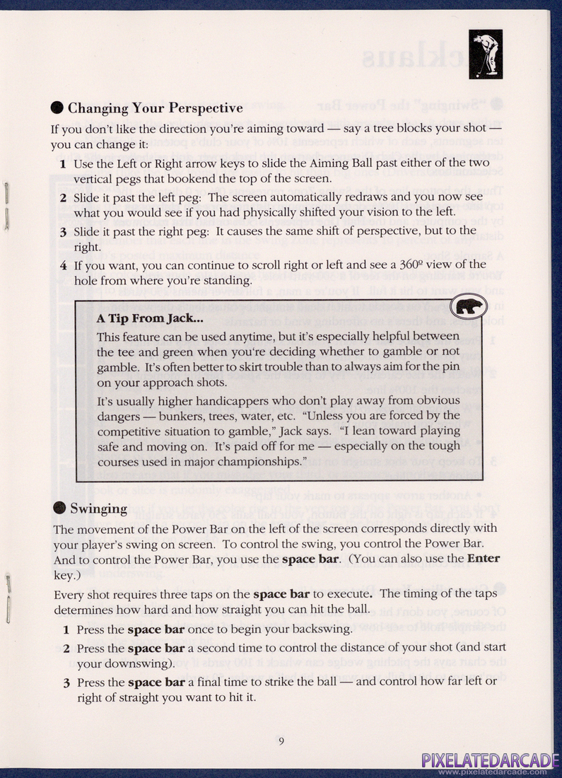 Jack Nicklaus' Greatest 18 Holes of Major Championship Golf: Instruction Manual - Page 9