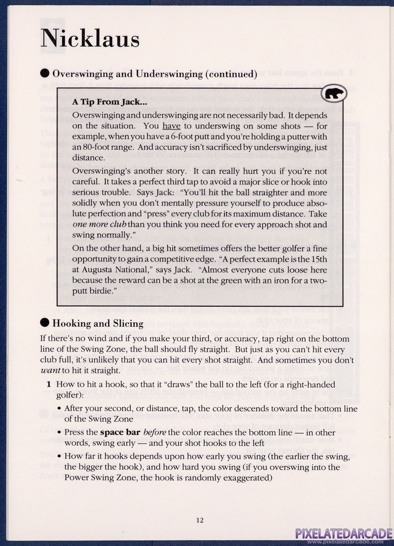 Jack Nicklaus' Greatest 18 Holes of Major Championship Golf: Instruction Manual - Page 12