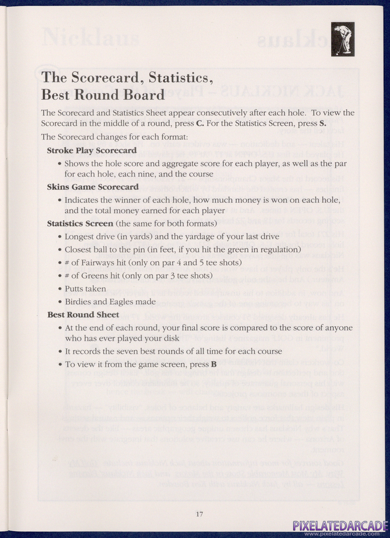 Jack Nicklaus' Greatest 18 Holes of Major Championship Golf: Instruction Manual - Page 17