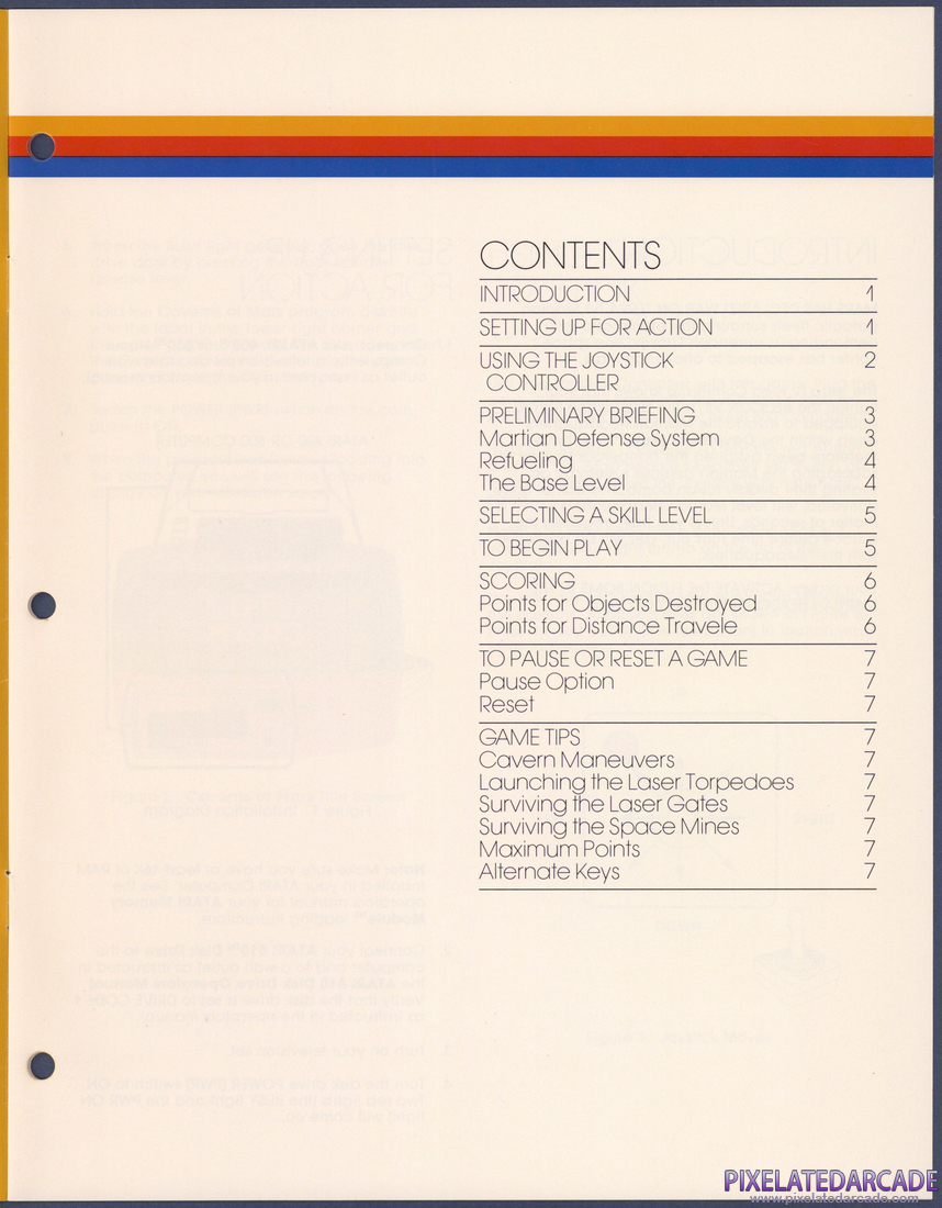 Caverns of Mars: Instruction Manual - Table of Contents