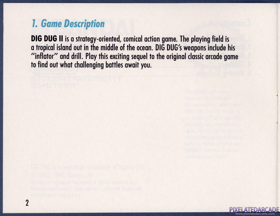 Dig Dug II: Instruction Manual - Page 2