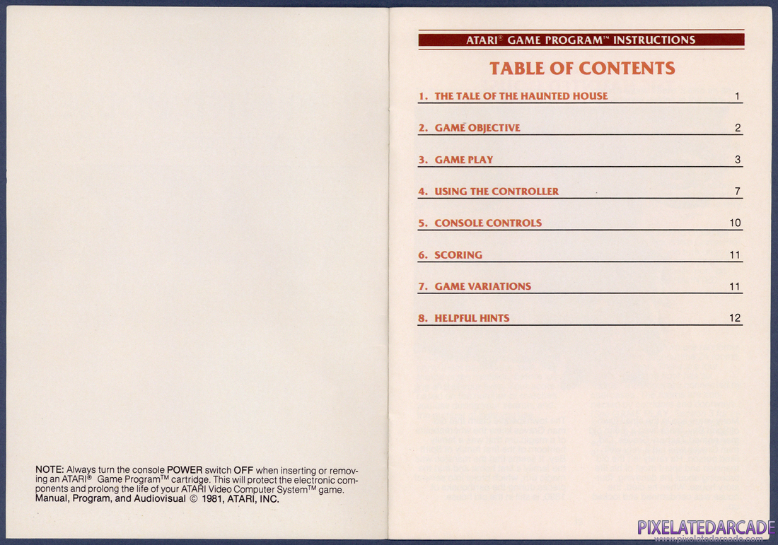 Haunted House: Instruction Manual - Table of Contents