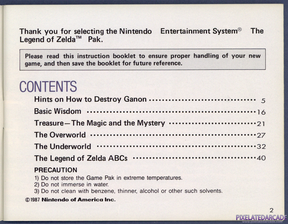 The Legend of Zelda: Instruction Manual - Page 2