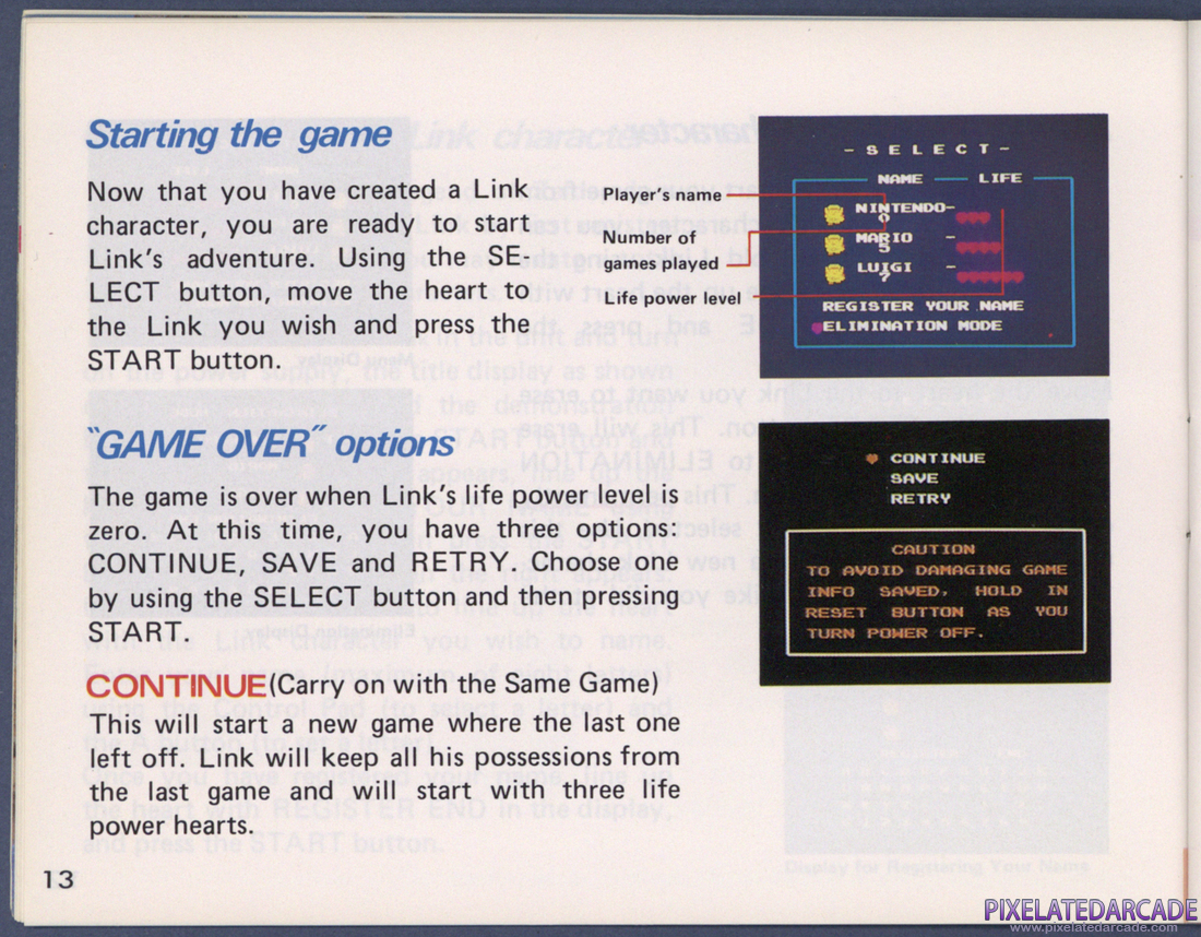 The Legend of Zelda: Instruction Manual - Page 13