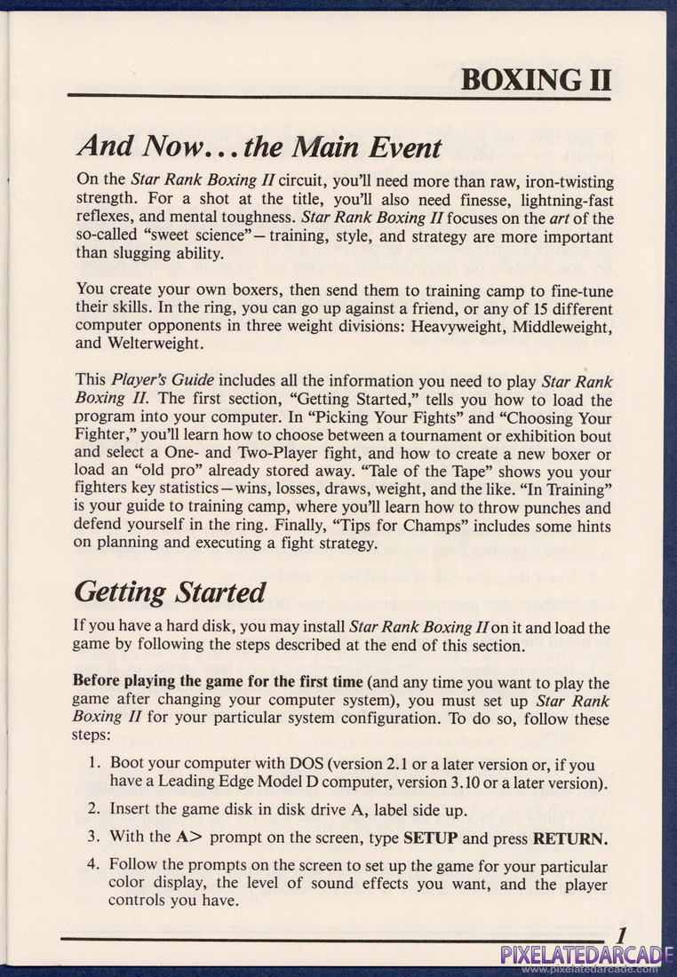 Star Rank Boxing II: Instruction Manual - Page 1