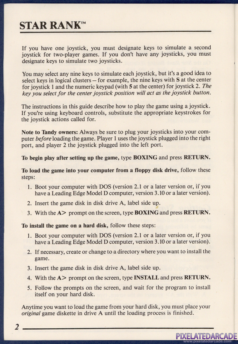 Star Rank Boxing II: Instruction Manual - Page 2