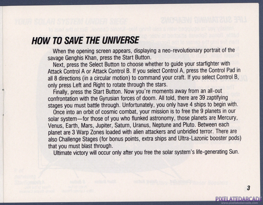 Gyruss: Instruction Manual - Page 3