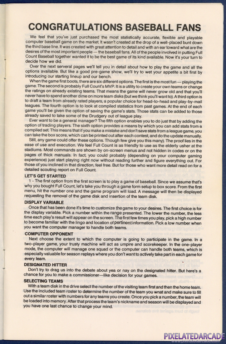 Full Count Baseball: Instruction Manual - Page 3
