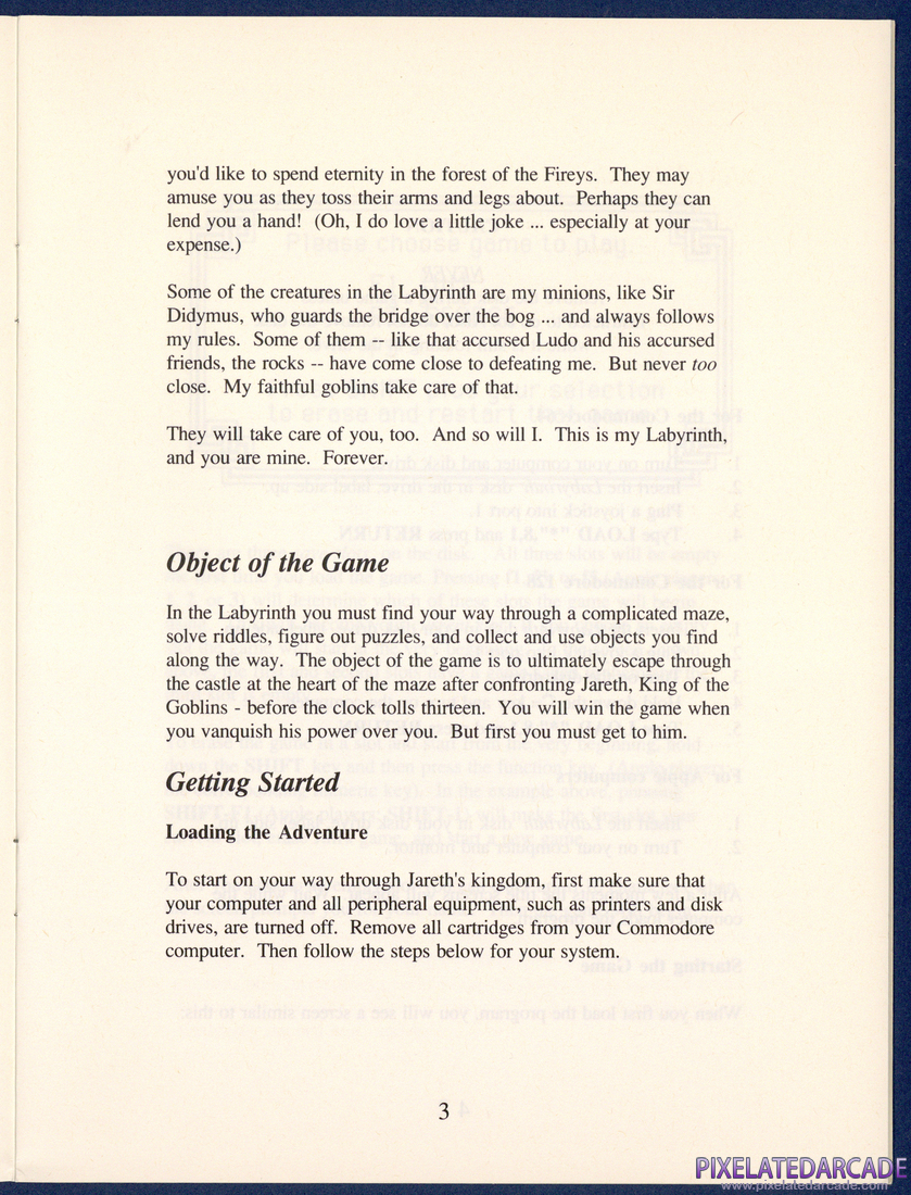 Labyrinth: The Computer Game: Instruction Manual - Page 3