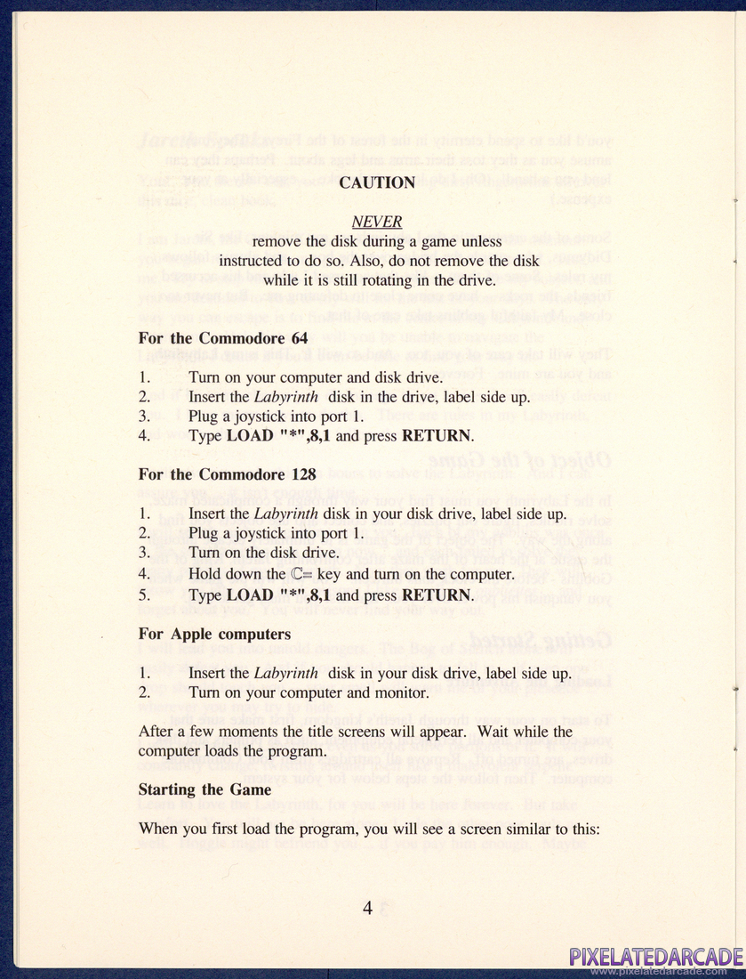 Labyrinth: The Computer Game: Instruction Manual - Page 4