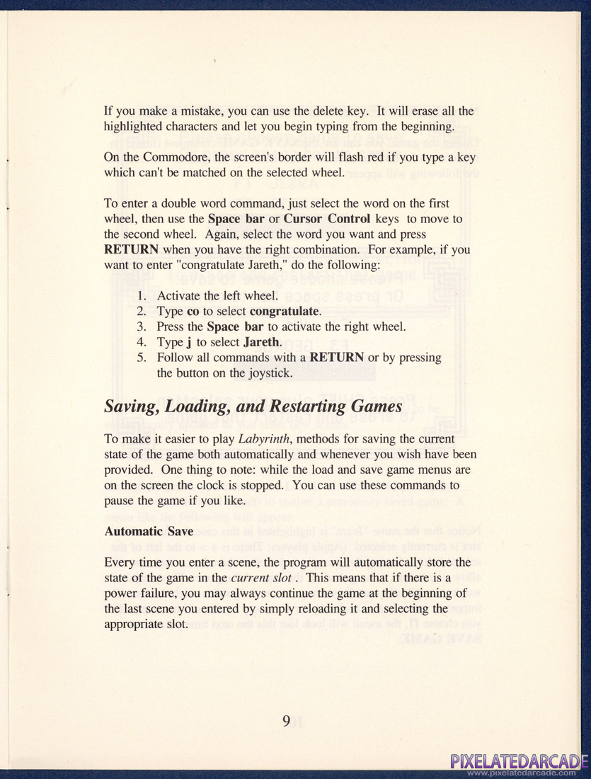 Labyrinth: The Computer Game: Instruction Manual - Page 9
