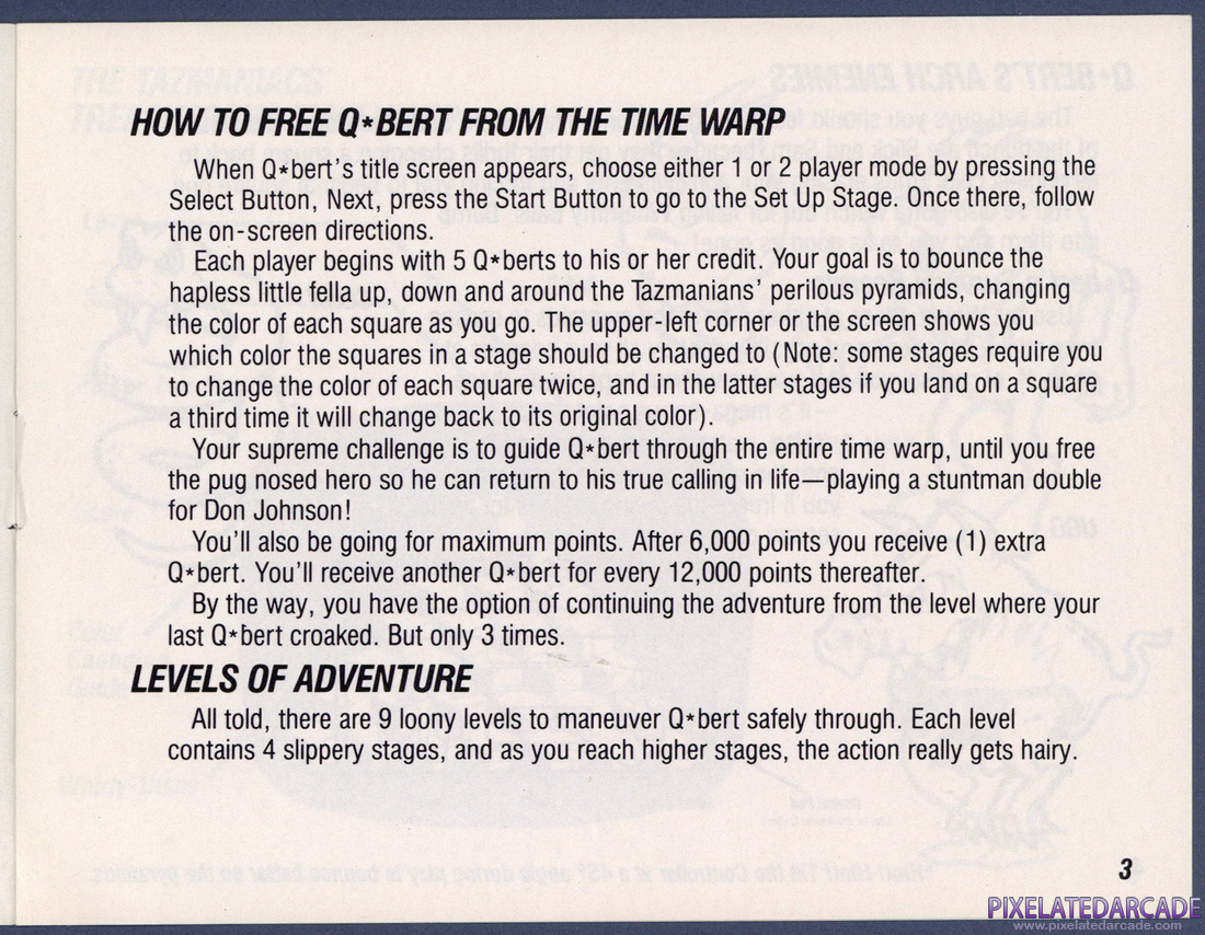 Q*bert: Instruction Manual - Page 3