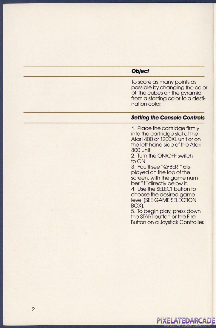 Q*bert: Instruction Manual - Page 2