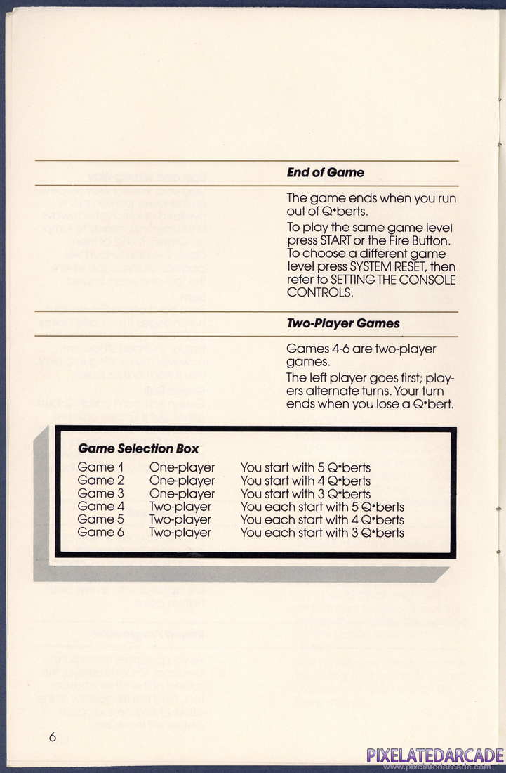 Q*bert: Instruction Manual - Page 6