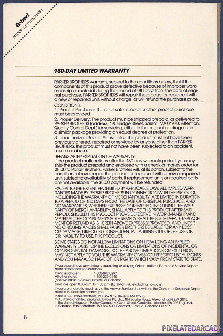 Q*bert: Instruction Manual - Page 8