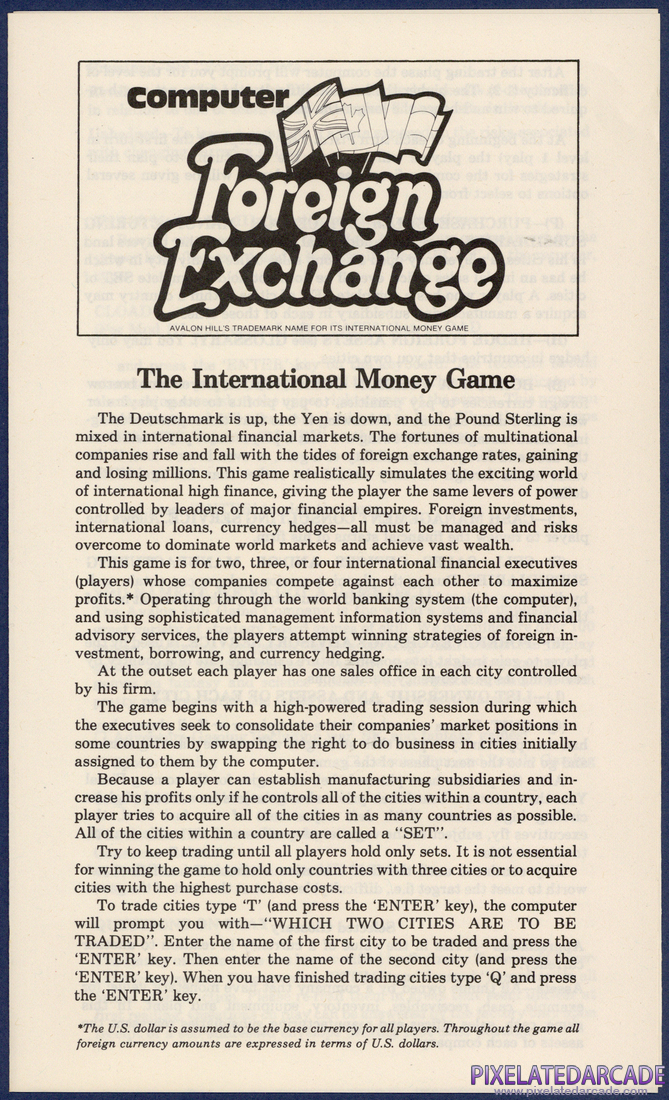 Computer Foreign Exchange: Instruction Manual - Page 1
