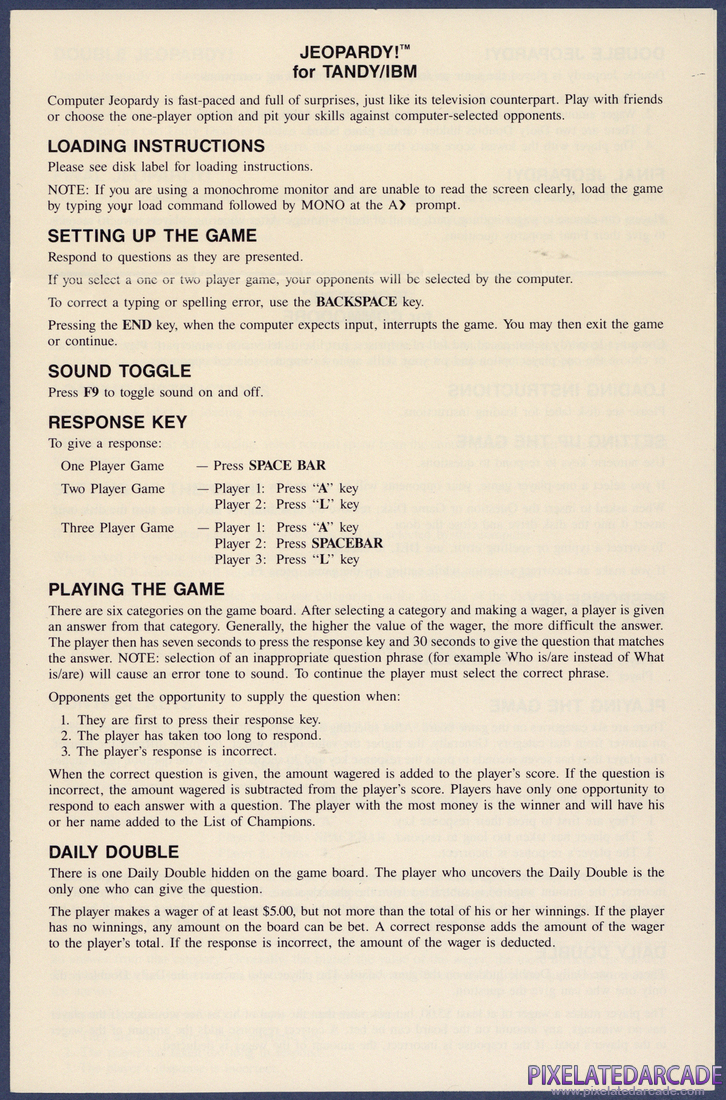 Jeopardy! New Sports Edition: Instruction Manual - Page 1