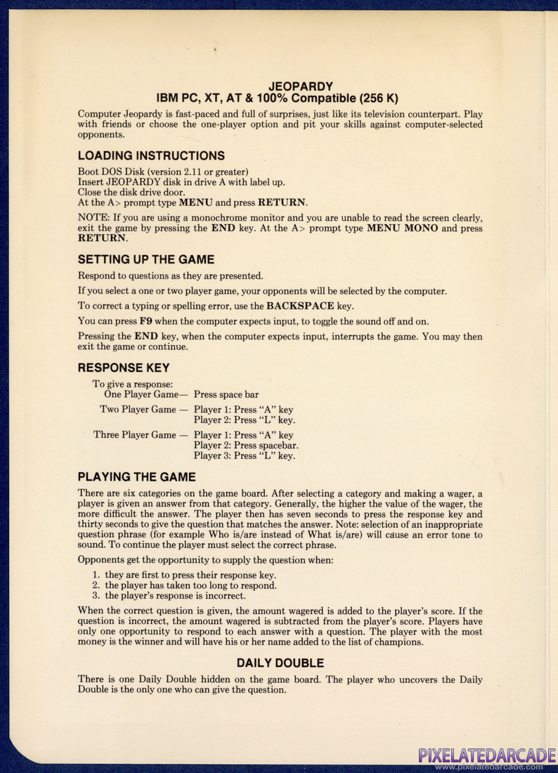 Jeopardy!: Instructions - Page 1