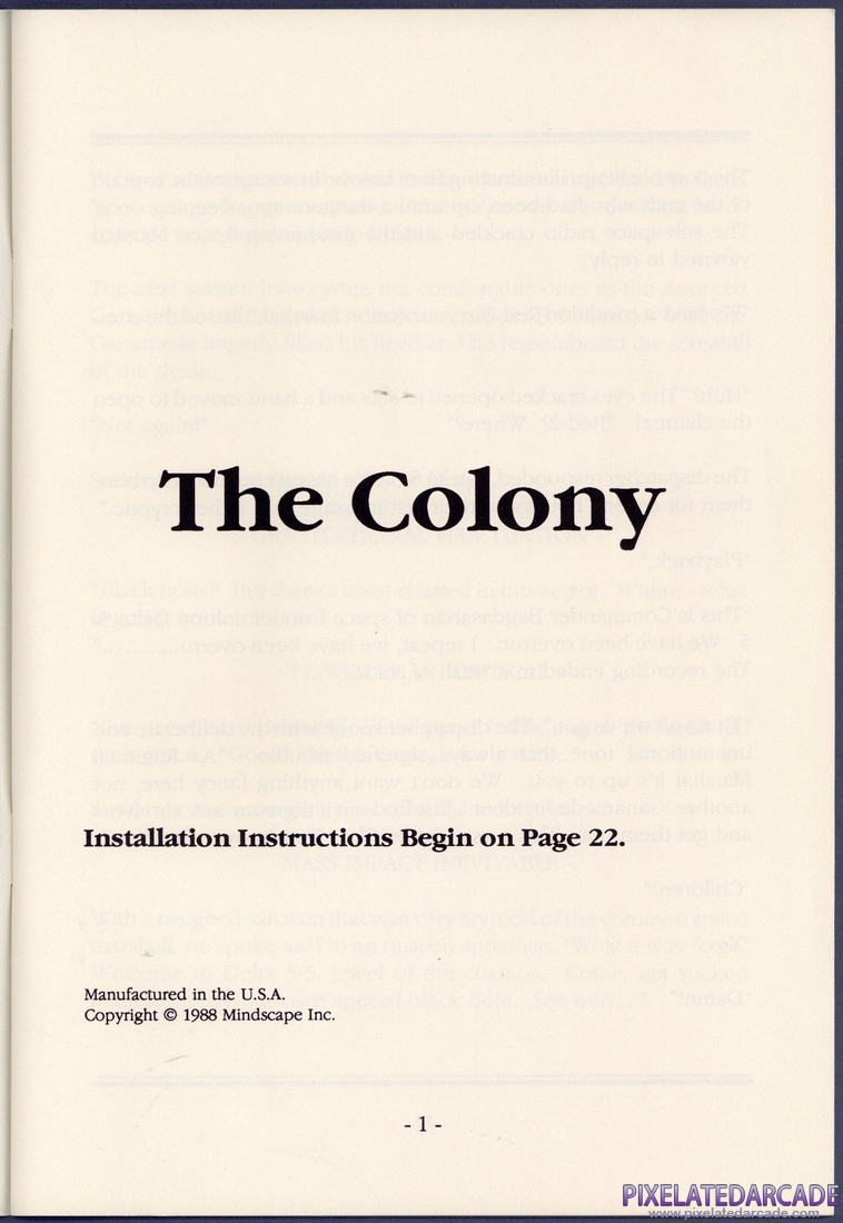The Colony: Instruction Manual - Page 1