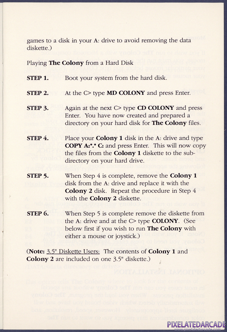 The Colony: IBM Installation Instructions - Page 3