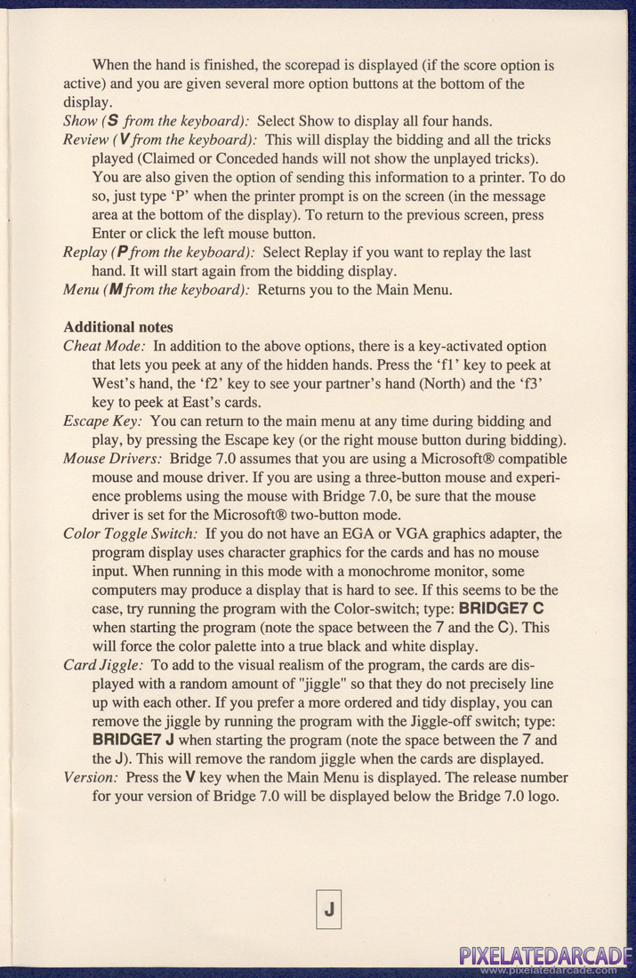 Bridge 7.0: Instruction Manual - Page J