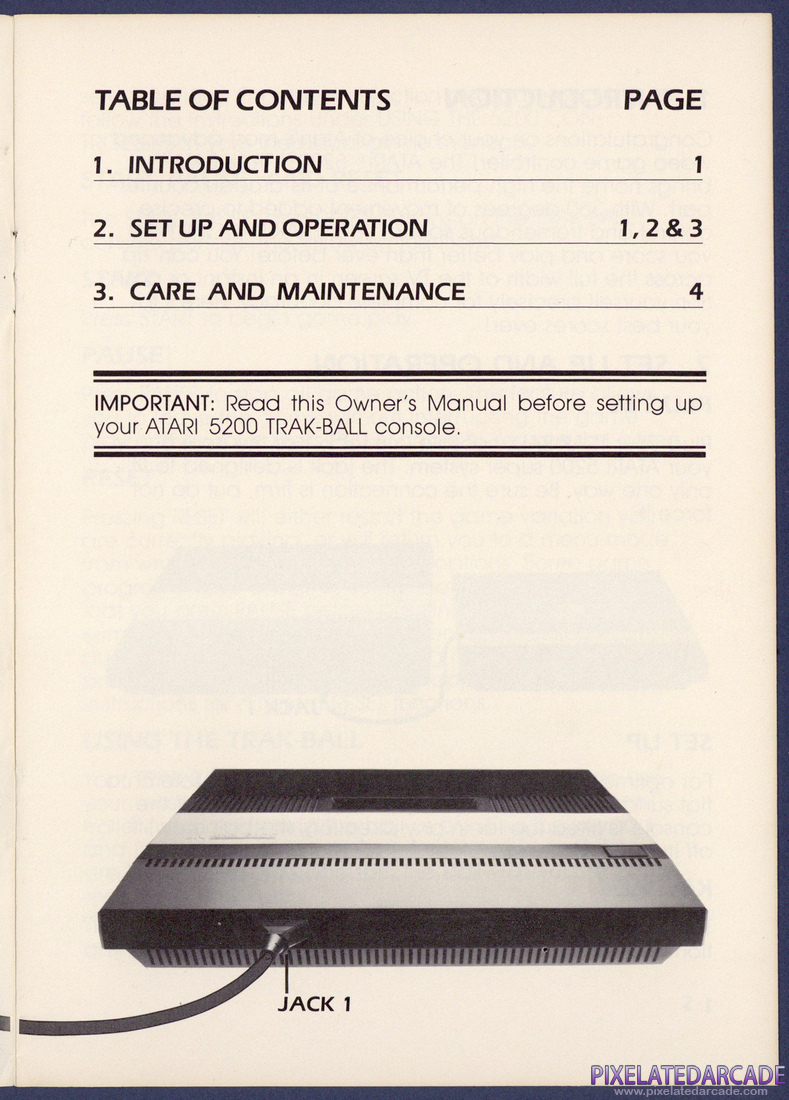Trak-Ball Controller: Atari 5200 Trak-Ball Instruction Manual - Page 3