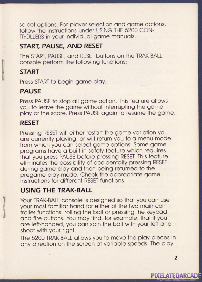 Trak-Ball Controller: Atari 5200 Trak-Ball Instruction Manual - Page 5