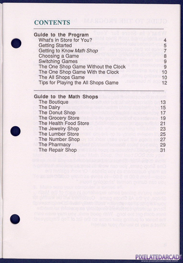 Math Shop: Instruction Manual - Page 3