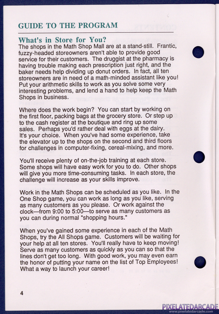 Math Shop: Instruction Manual - Page 4