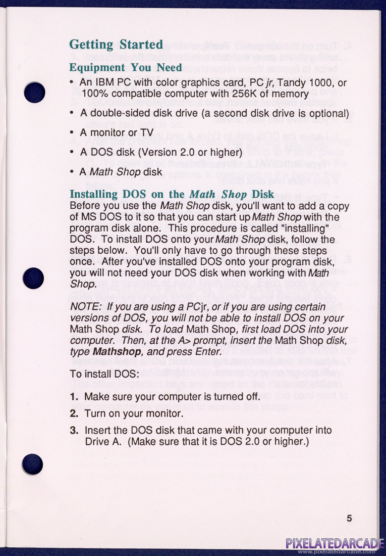 Math Shop: Instruction Manual - Page 5