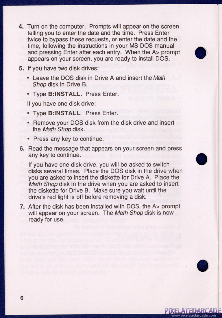 Math Shop: Instruction Manual - Page 6