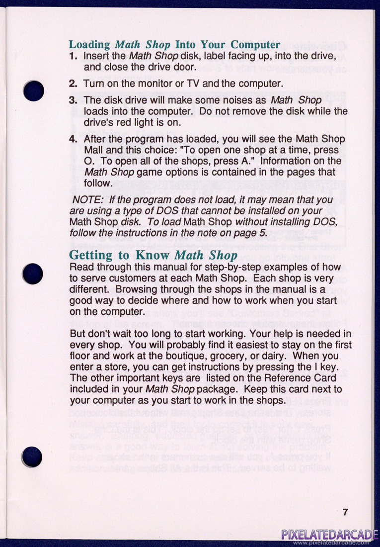 Math Shop: Instruction Manual - Page 7