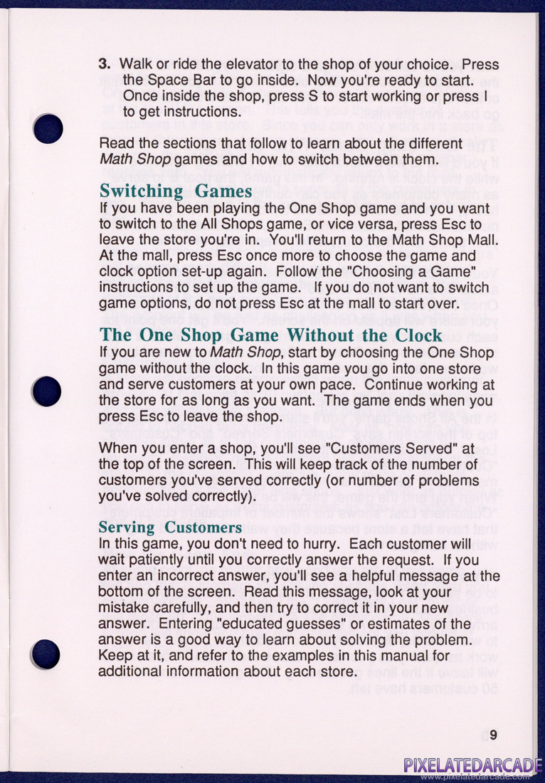 Math Shop: Instruction Manual - Page 9