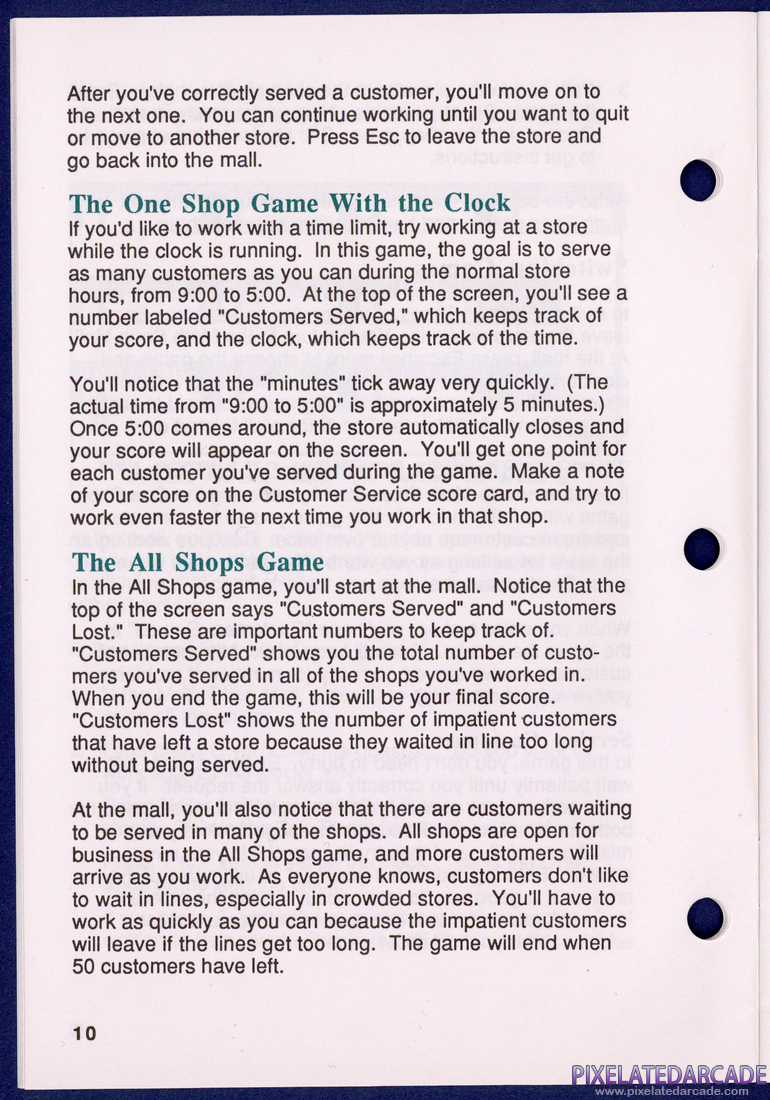 Math Shop: Instruction Manual - Page 10