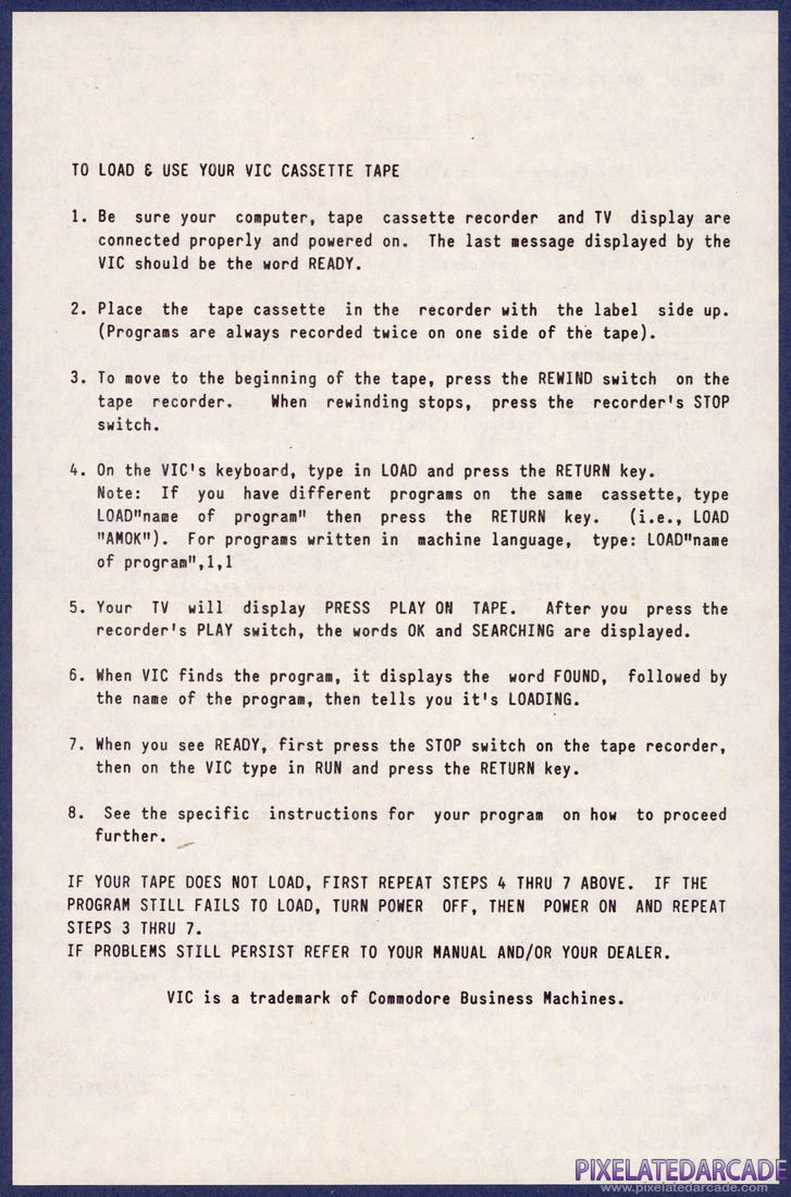 Raceway: Instructions - Back