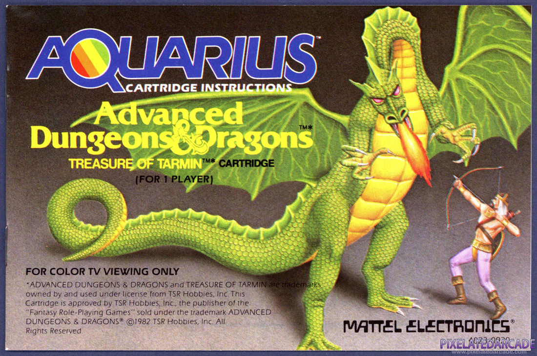 Advanced Dungeons & Dragons: Treasure of Tarmin Cartridge: Instruction Manual - Front Cover