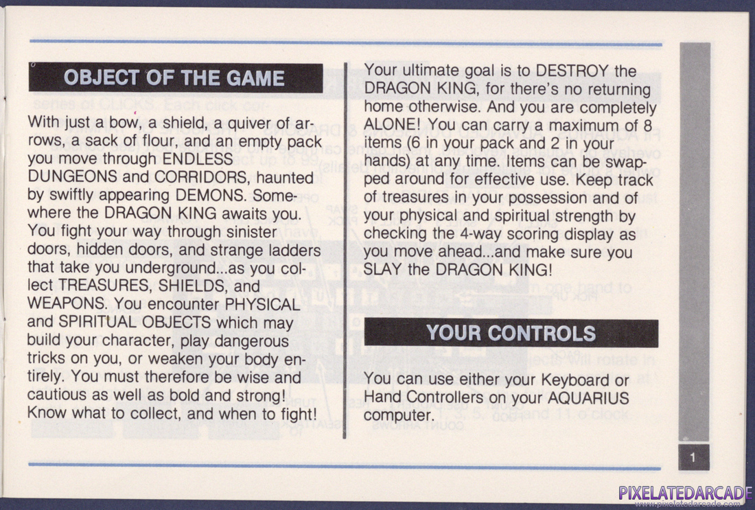 Advanced Dungeons & Dragons: Treasure of Tarmin Cartridge: Instruction Manual - Page 1