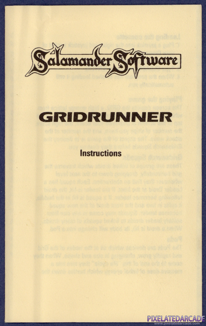 Gridrunner: Instruction Manual - Page 1