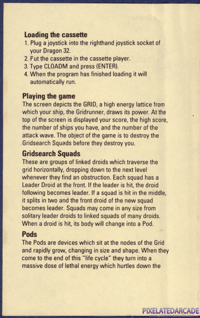 Gridrunner: Instruction Manual - Page 2