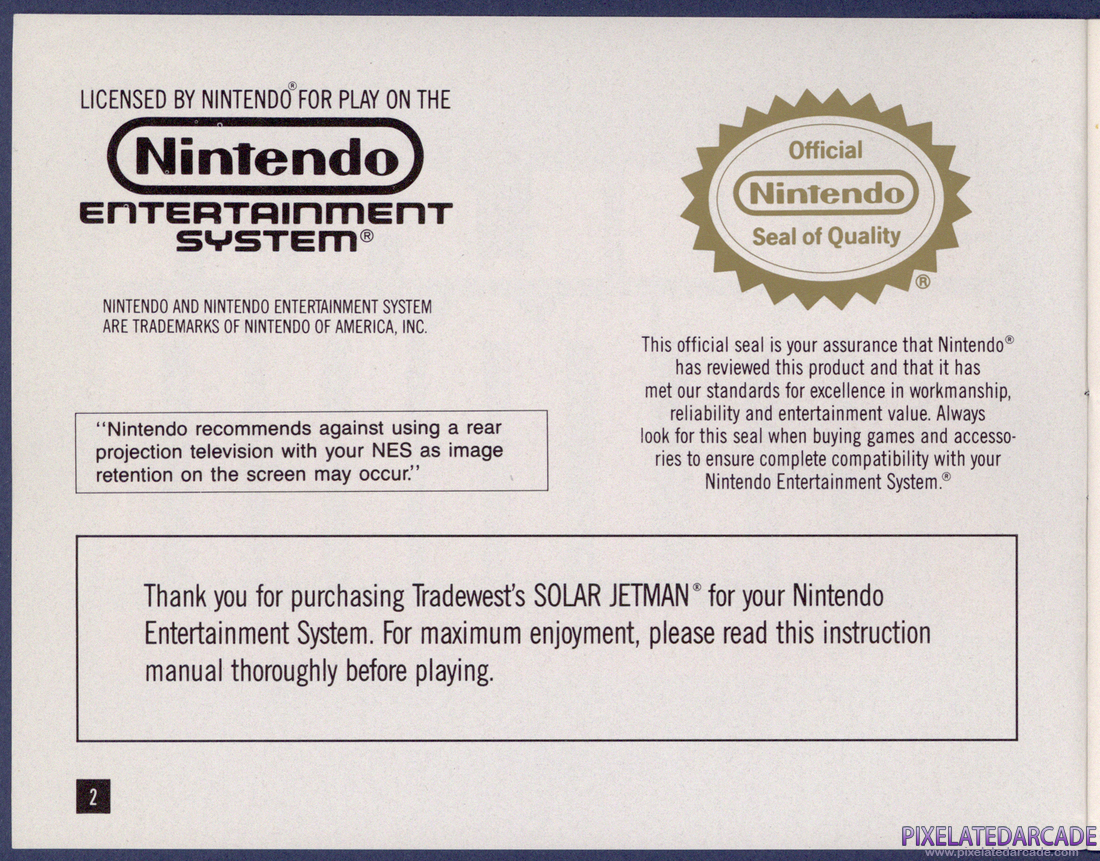 Solar Jetman: Hunt for the Golden Warpship: Instruction Manual - Page 2