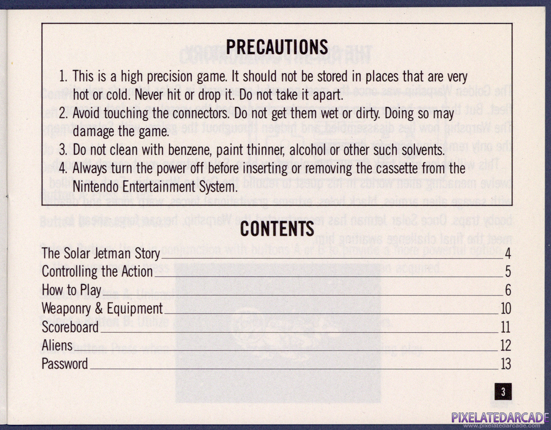 Solar Jetman: Hunt for the Golden Warpship: Instruction Manual - Page 3