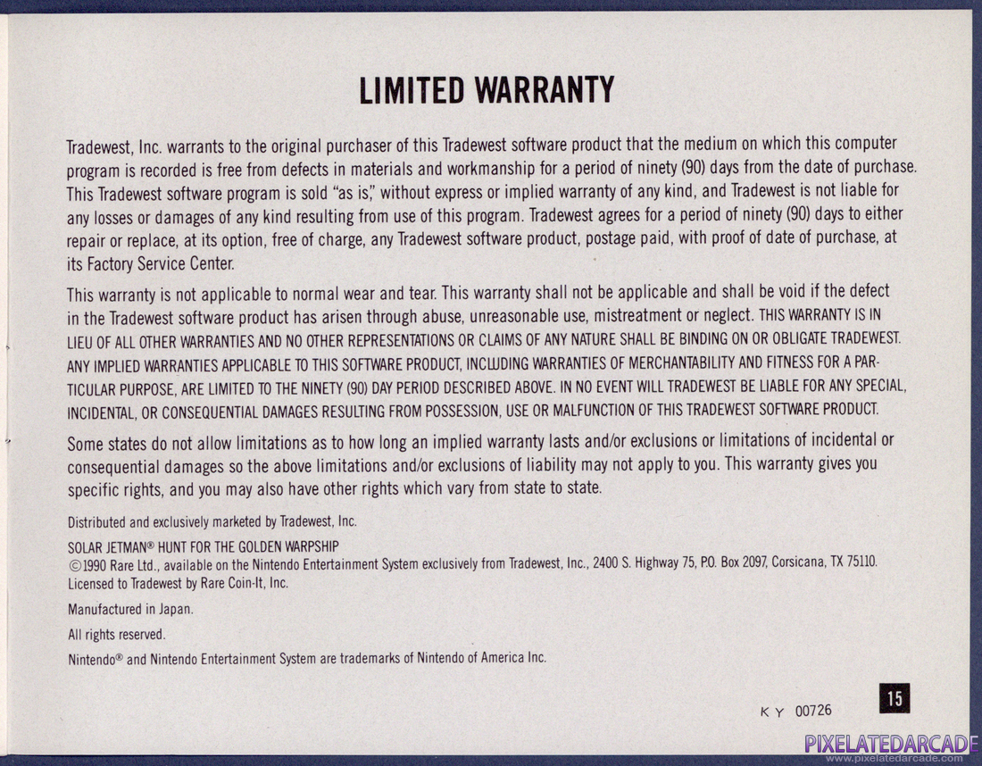 Solar Jetman: Hunt for the Golden Warpship: Instruction Manual - Page 15