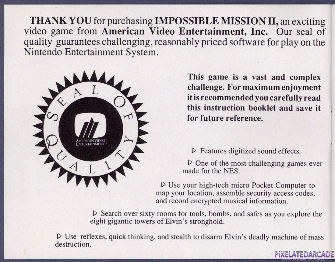 Impossible Mission II: Instruction Manual - Page 1